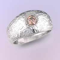 Sterling dome ring with .26 ct. chocolate diamond set in 14kw bezel. One of a kind.