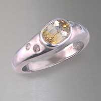 sterling siver ring, 1.81 ct. yellow sapphire and .08 ct diamonds