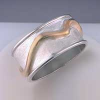 sterling silver and 14K yellow gold handmade silver band