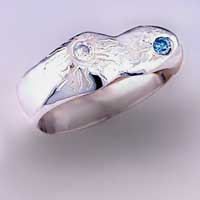 blue diamond sterling silver handmade one of a kind ring