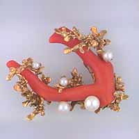 coral and pearl pin