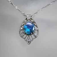opal and diamond filligree necklace