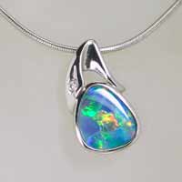 modern opal white gold necklace